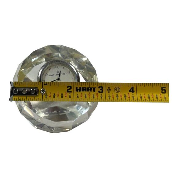 Royal Doulton Faceted Round Desk Clock Paperweight Radiance Glass Vintage - Picture 9 of 9